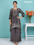 Black Crepe Silk Printed Straight Kurti Set