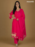 Pink Cotton Embroidery Work Anarkali Suit