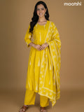 Mustard Yellow Cotton Printed Straight Suit