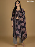 Black Cotton Ajrakh Printed Straight Suit
