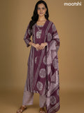 Wine Shade Cotton Ajrakh Printed Straight Suit