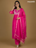 Pink Mul Chanderi Beaded Work Neck Pattern Anarkali Suit