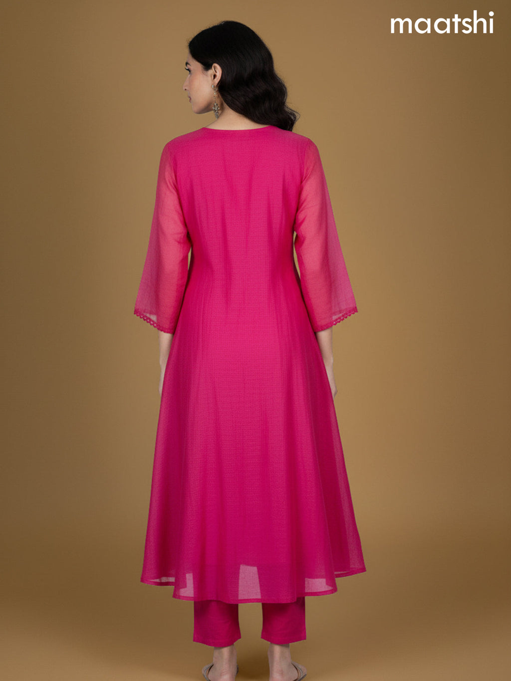 Pink Mul Chanderi Beaded Work Neck Pattern Anarkali Suit