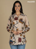 Beige Muslin Kalamkari Printed Women Shirt