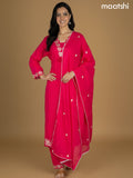 Pink Cotton Embroidery Work Straight Suit