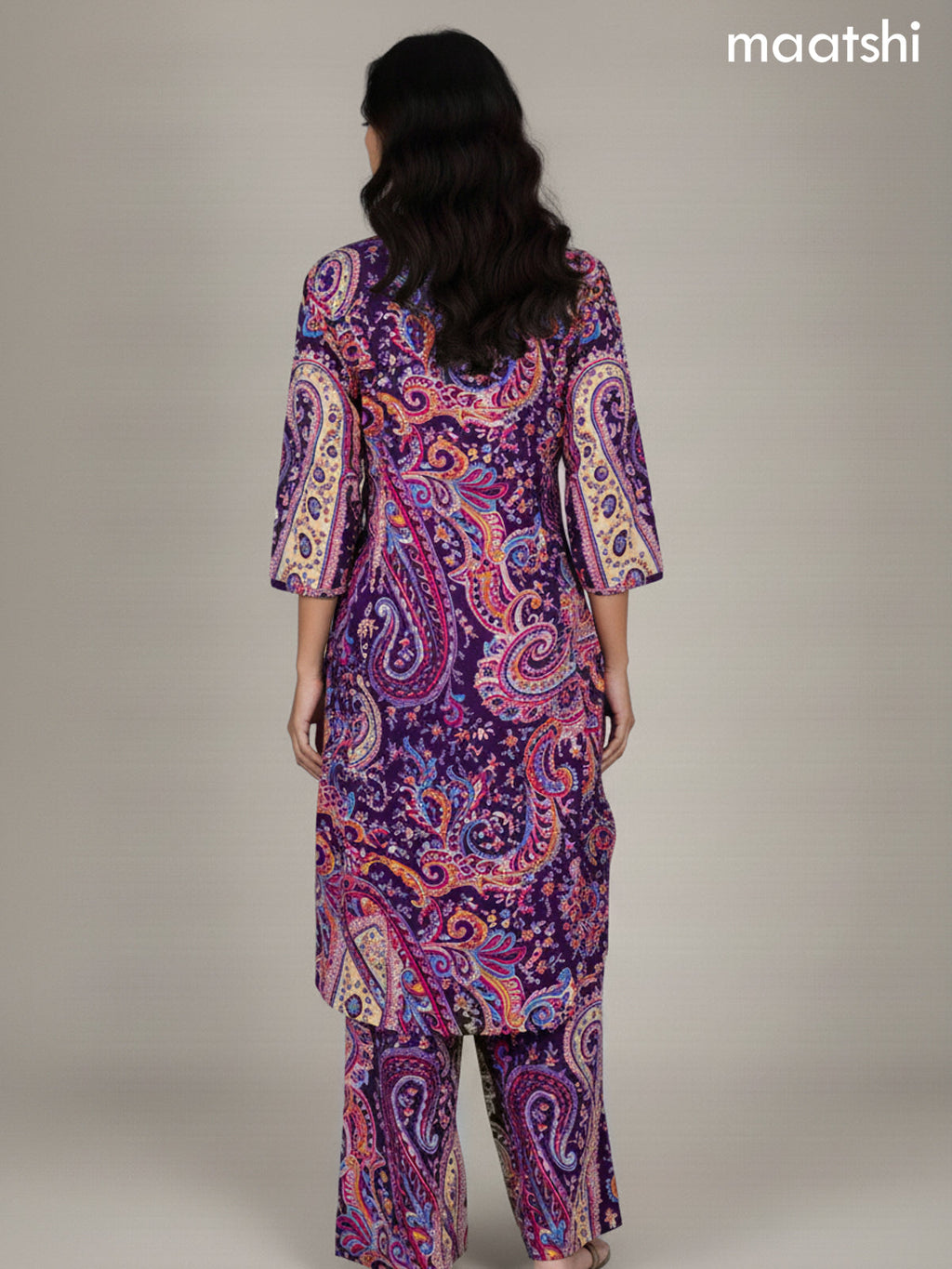 Violet and Multi Colour Cotton Printed Co-Ord Set