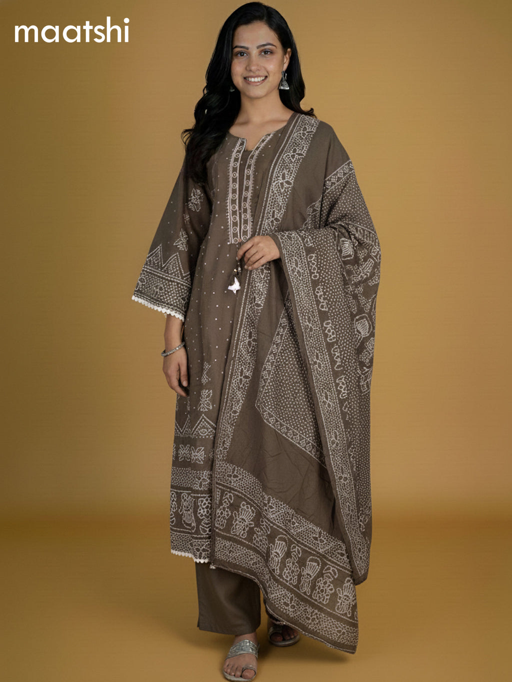 Sap Green Cotton Printed Anarkali Suit