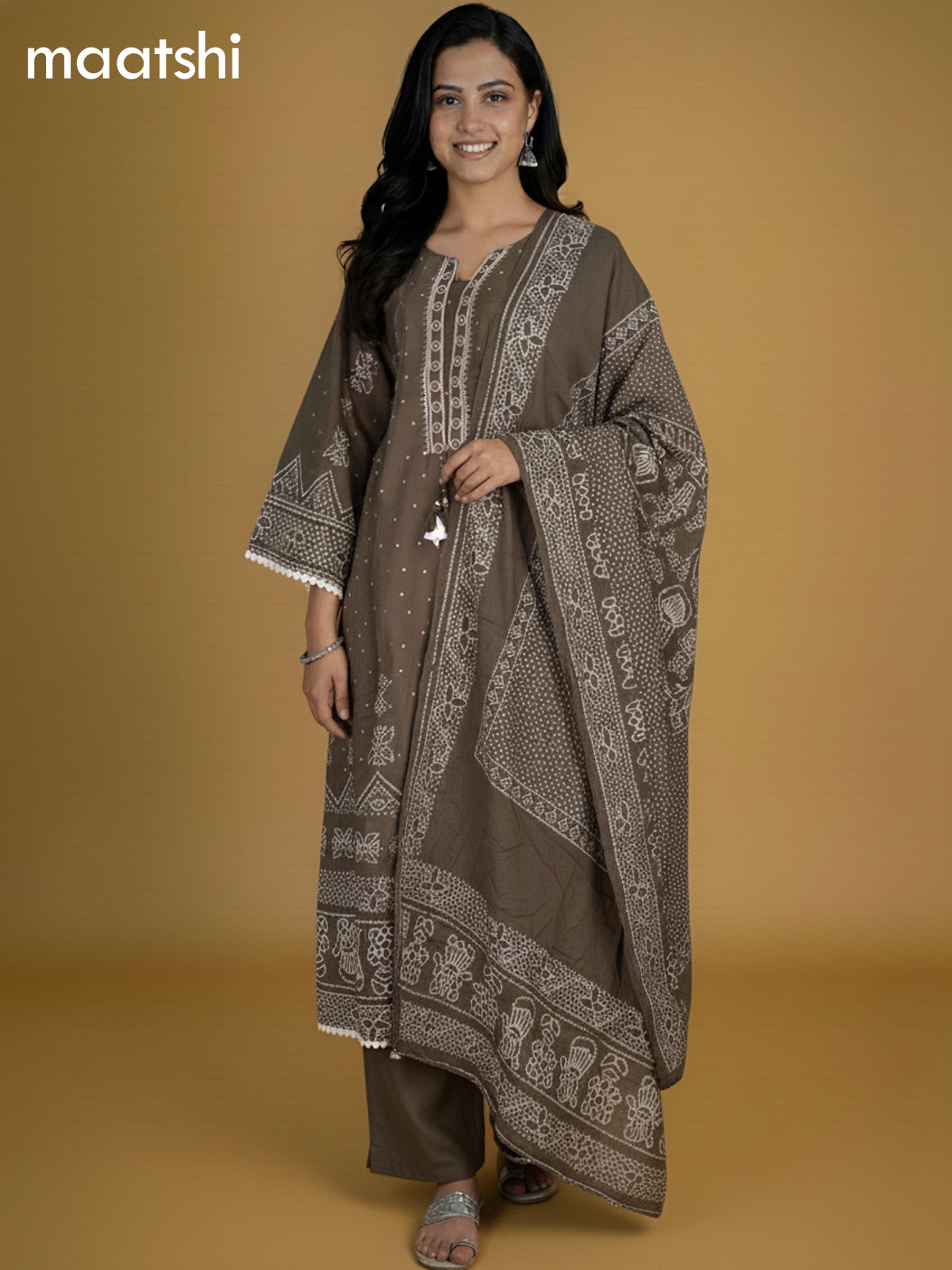 Sap Green Cotton Printed Anarkali Suit