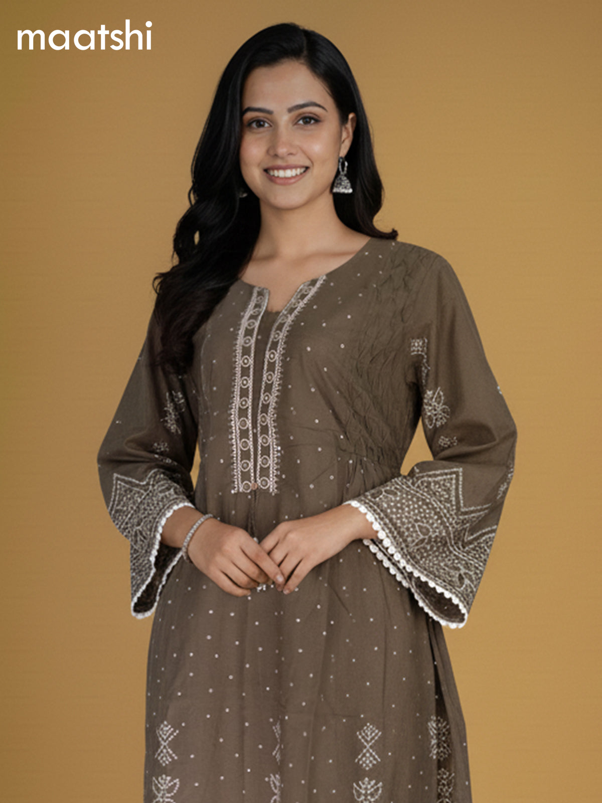 Sap Green Cotton Printed Anarkali Suit