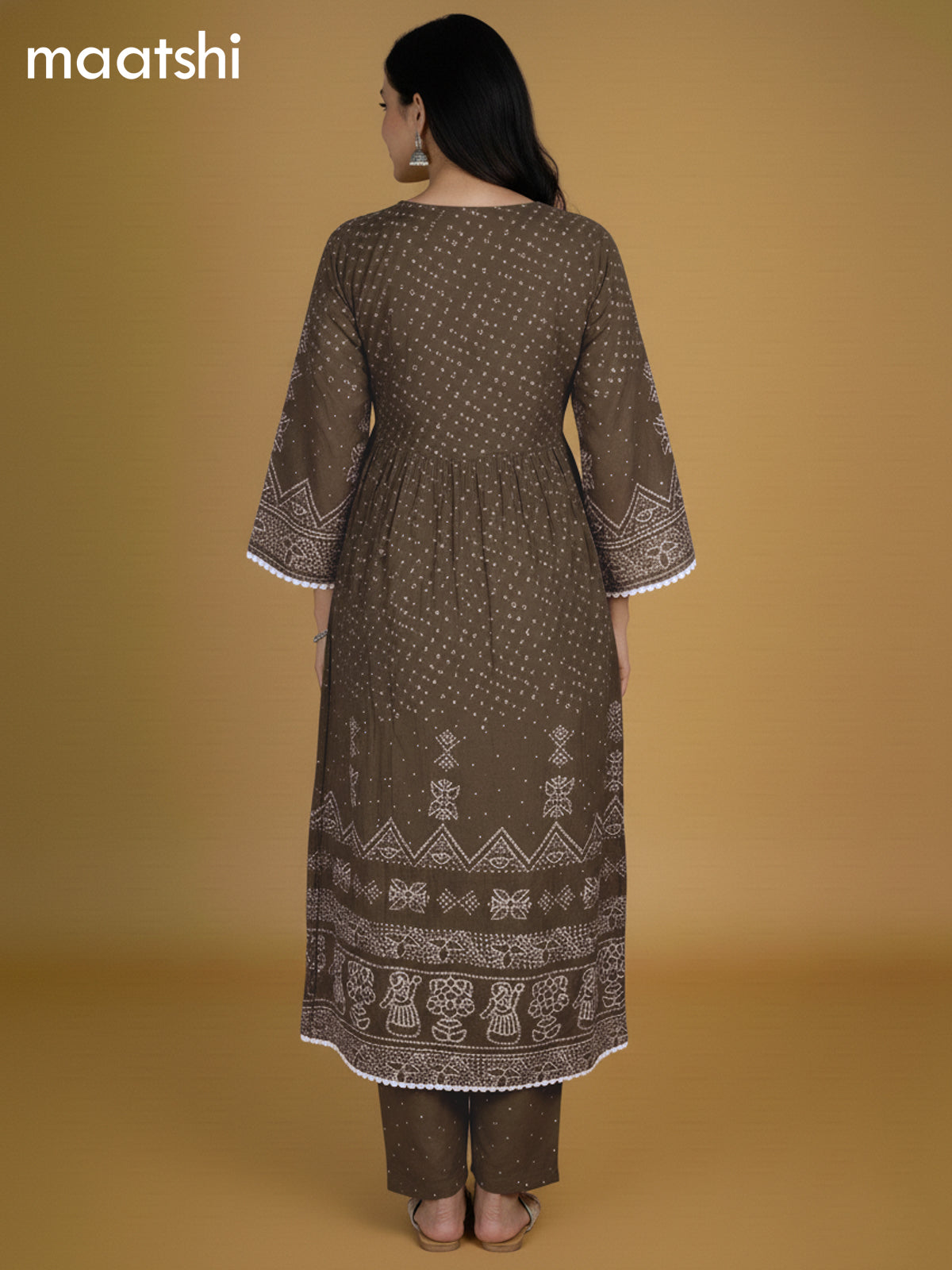 Sap Green Cotton Printed Anarkali Suit