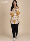 Mustard Yellow and Cream Muslin Kalamkari Printed Women Shirt