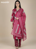 Pink Cotton Printed Straight Suit