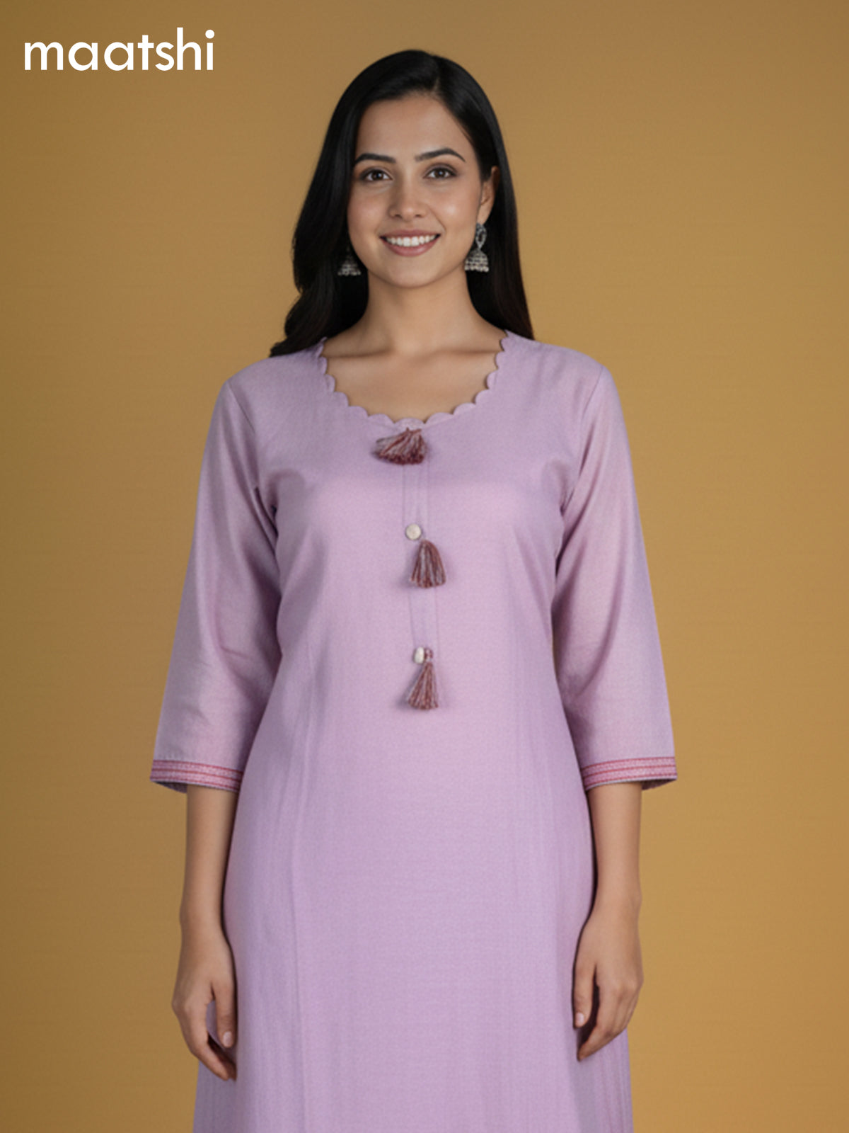 Pastel Lavender Chanderi Embroidery Work A-Line Suit
