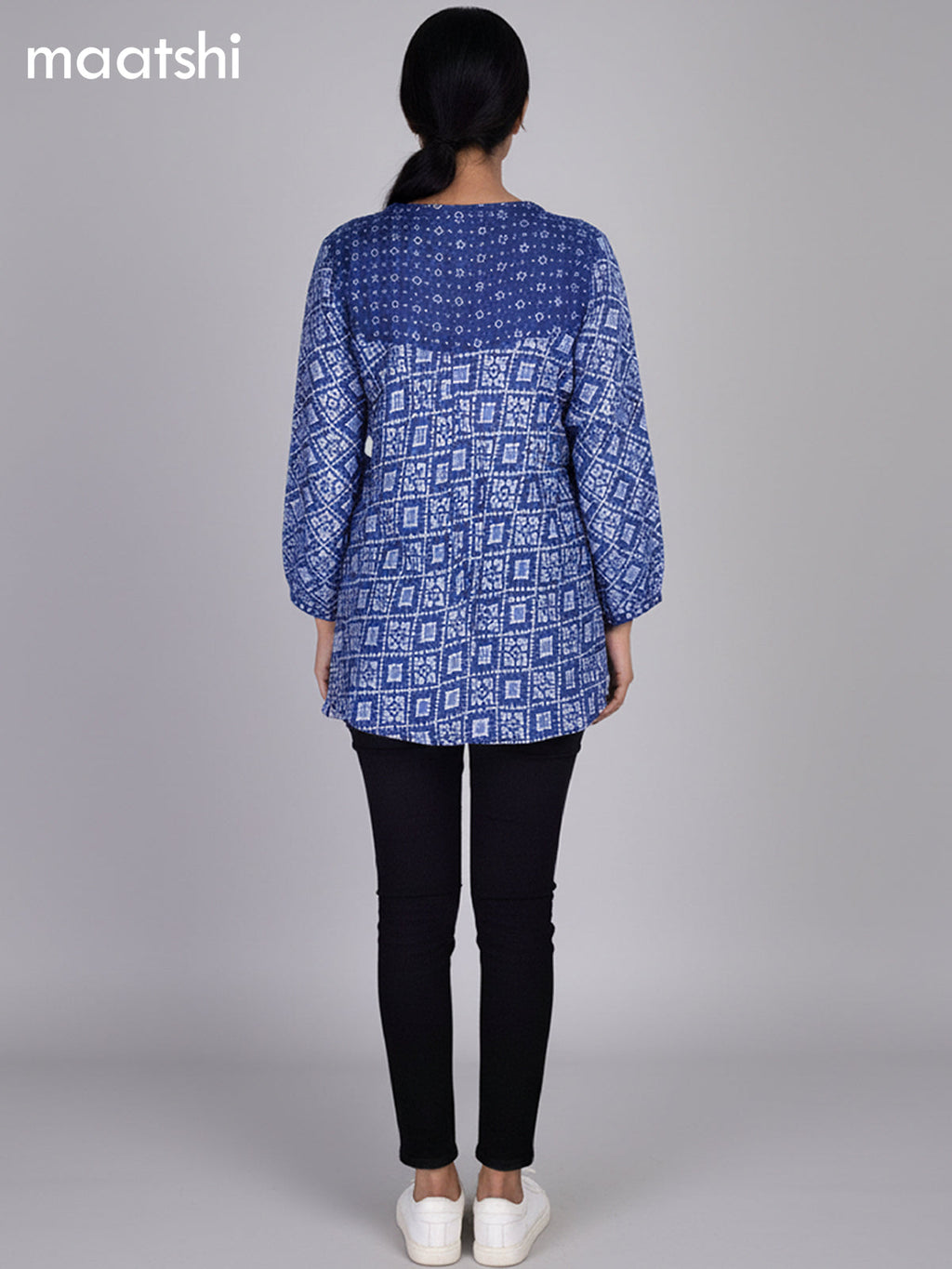 Royal Blue Muslin Patola Printed Short Kurti