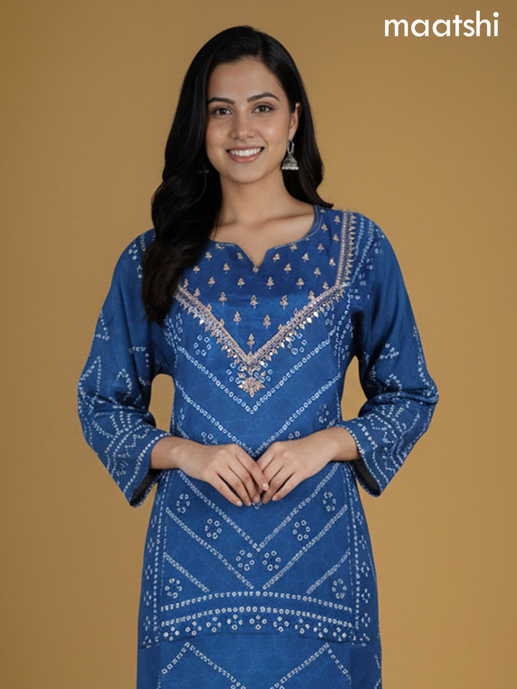 Peacock Blue Muslin Bandhani Printed Co-Ord Set