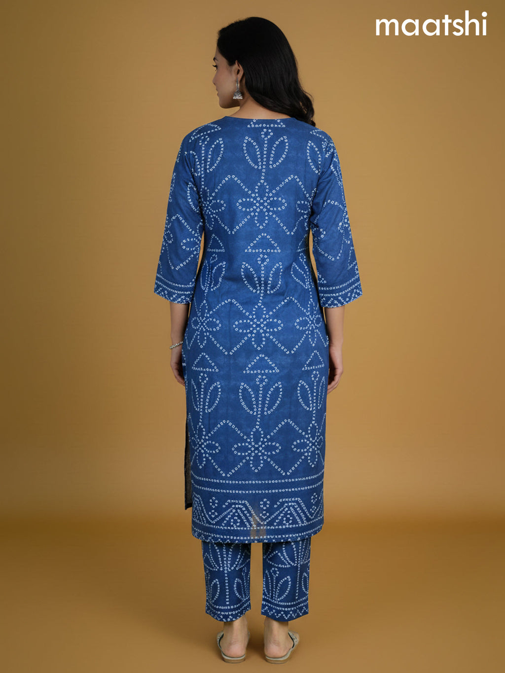 Peacock Blue Muslin Bandhani Printed Co-Ord Set