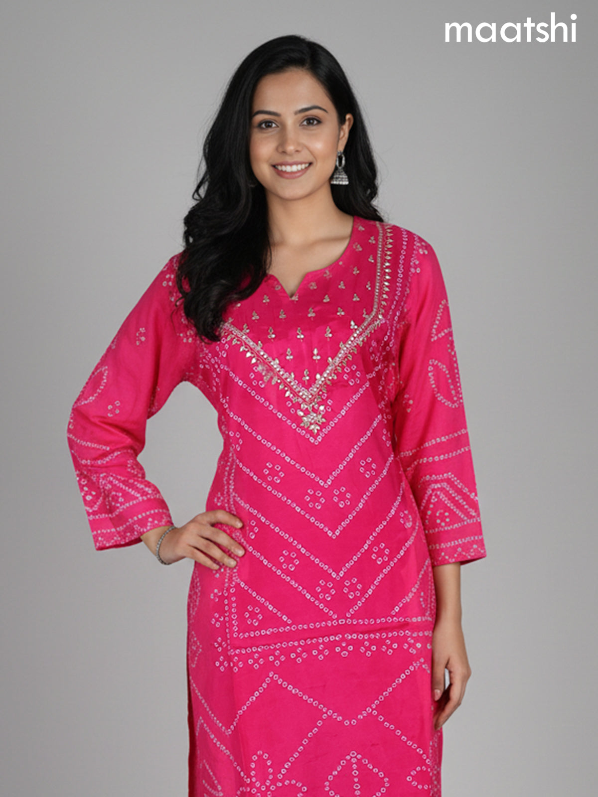 Candy Pink Muslin Bandhani Printed Co-Ord Set