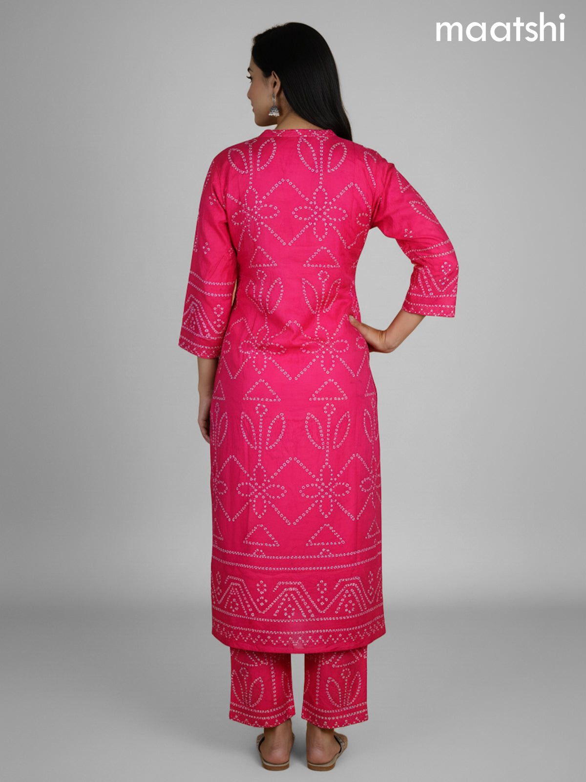Candy Pink Muslin Bandhani Printed Co-Ord Set
