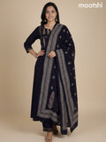Black Cotton Printed Neck Pattern Anarkali Suit