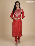 Rust Shade Muslin Printed Kurti Set