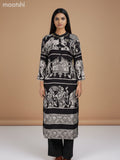 Modal kurti set black with allover kalamkari prints & simple neck pattern and palazzo pant