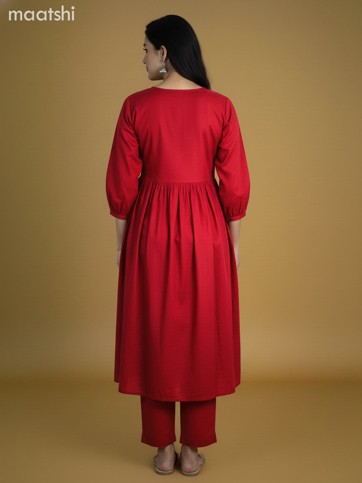 Maroon Cotton Floral Printed Anarkali Suit