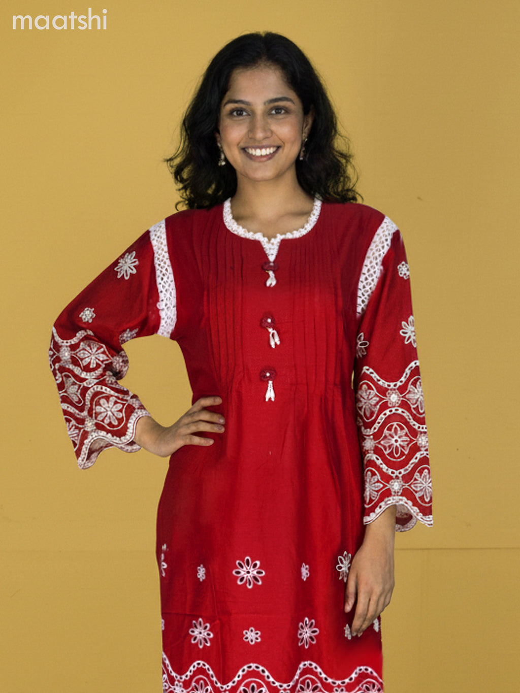 Maroon Cotton Hakoba Work Co-Ord Set