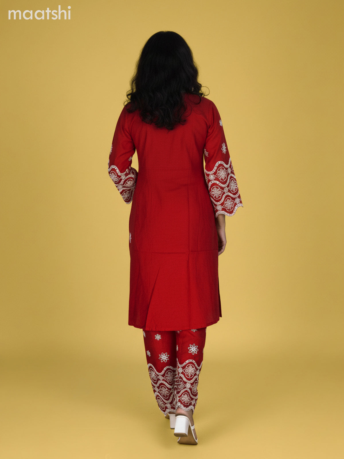 Maroon Cotton Hakoba Work Co-Ord Set