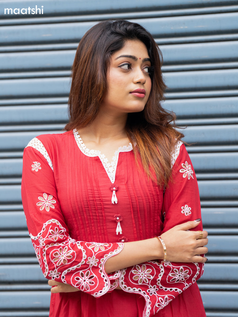 Maroon Cotton Hakoba Work Co-Ord Set