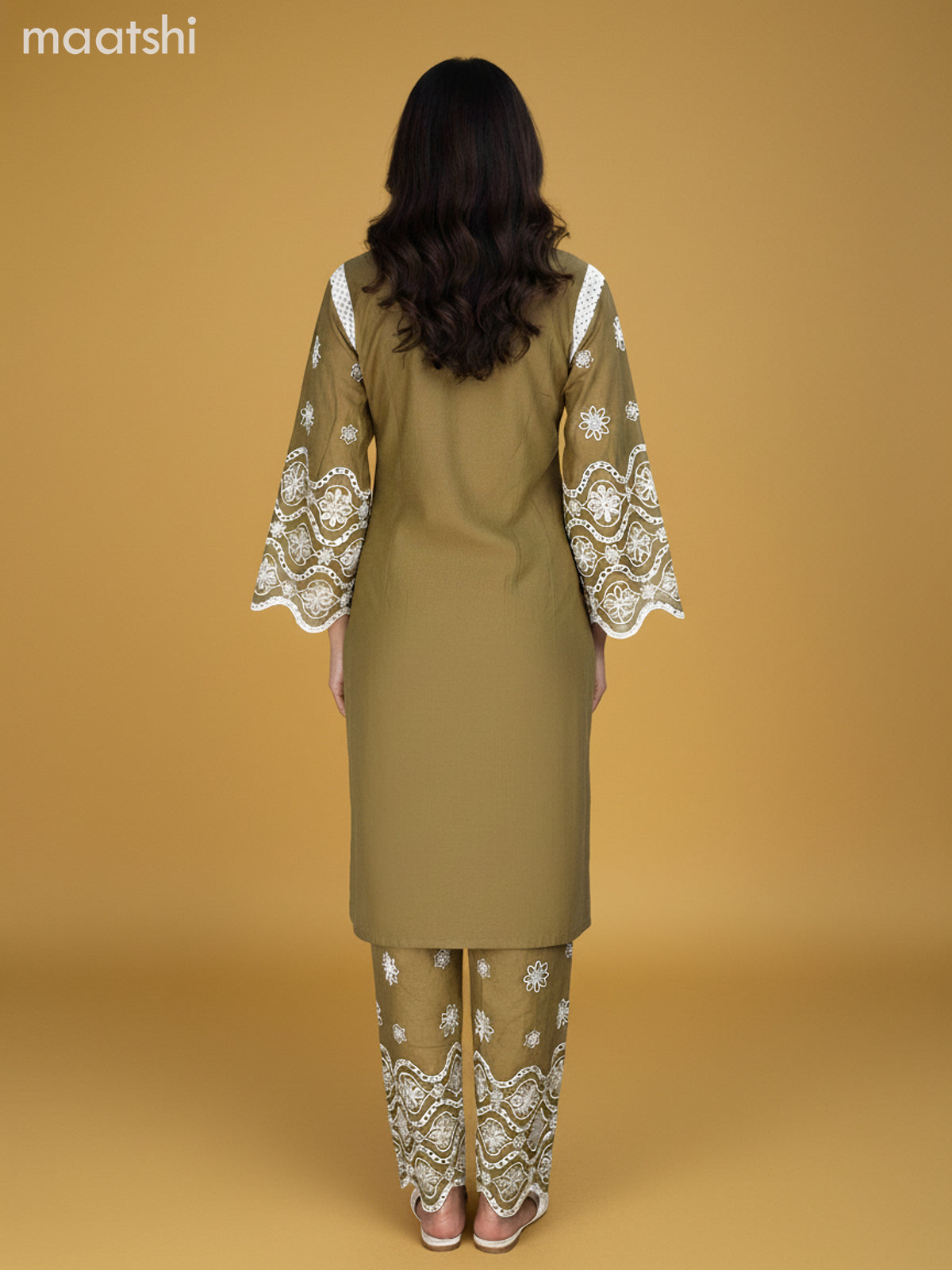 Mehendi Green Cotton Hakoba Work Co-Ord Set