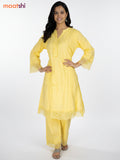 Yellow Cotton Hakoba Work Kurti Set