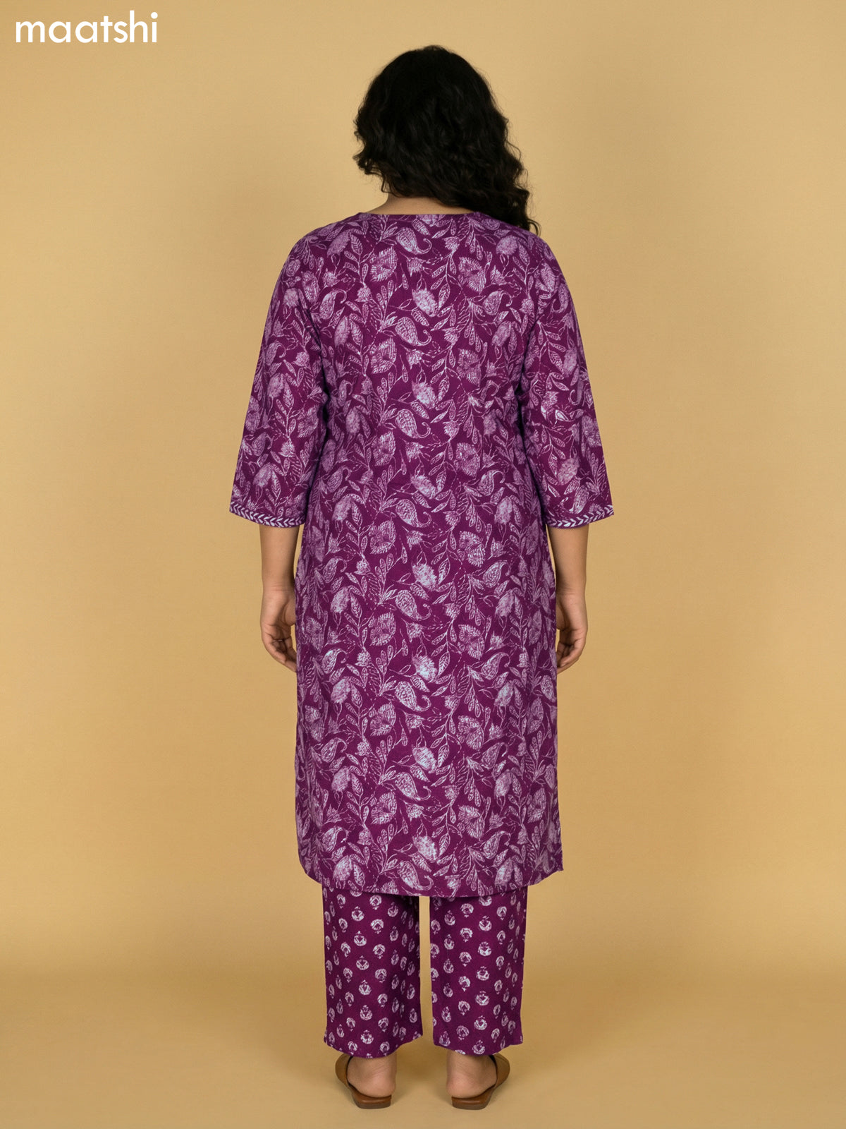 Magenta Pink Cotton Printed Straight Suit