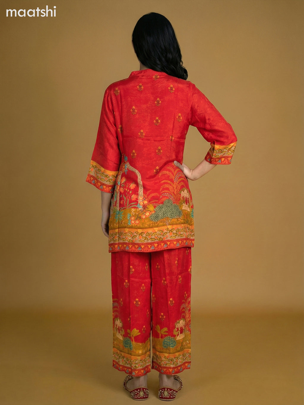 Red Crepe Silk Printed Co-Ord Set