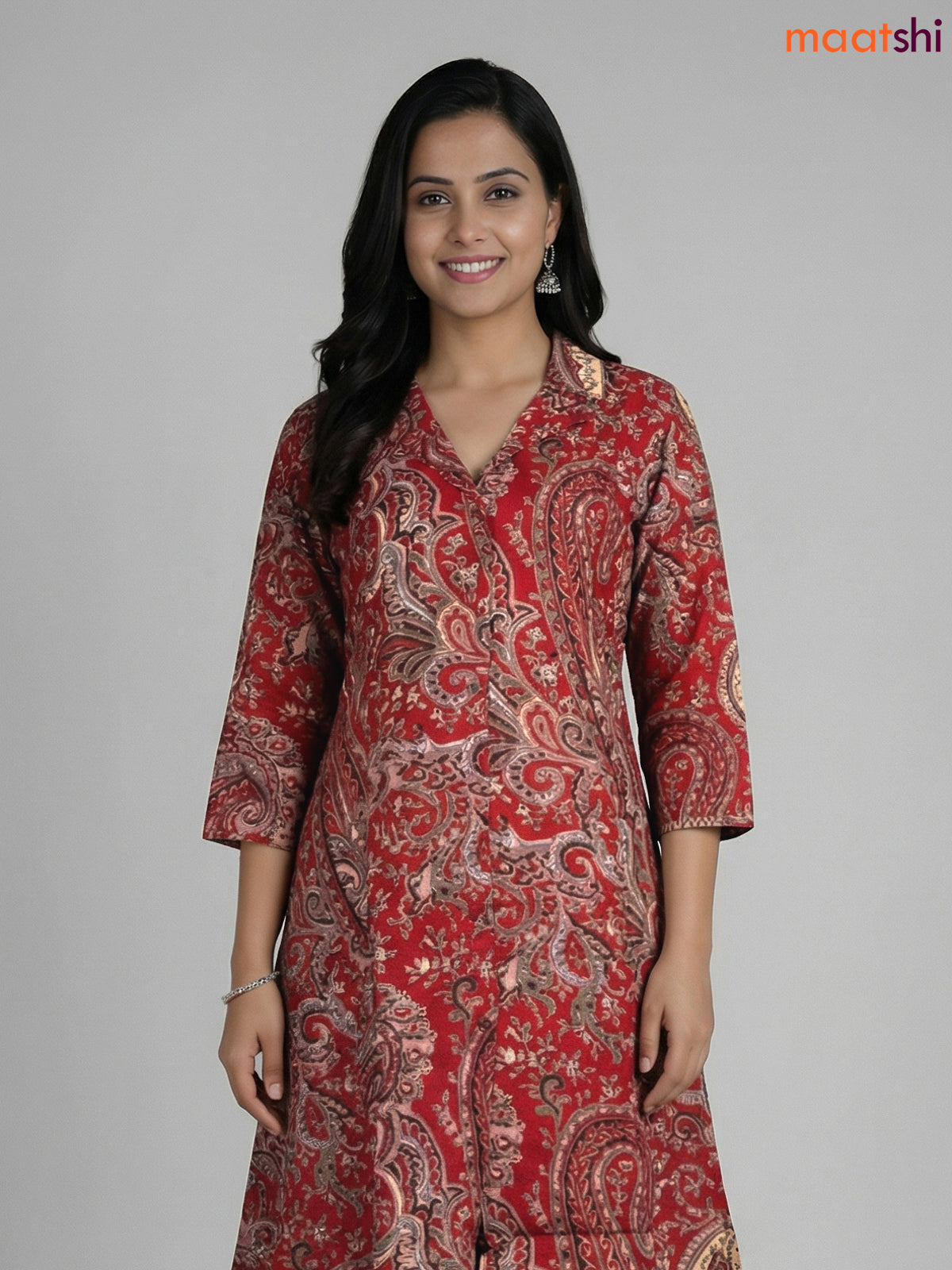 Kumkum Red and Multi Colour Cotton Printed Straight Suit