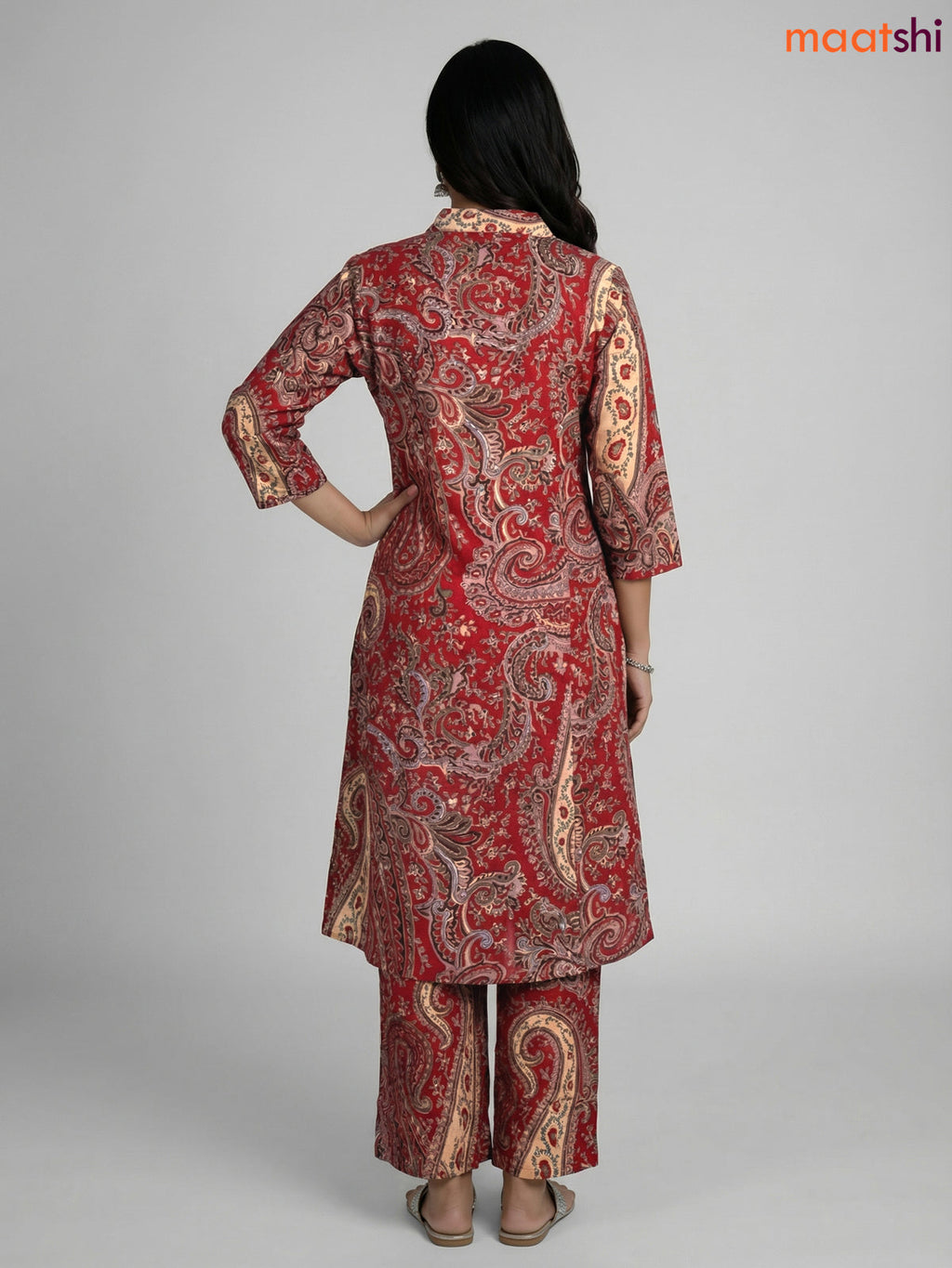 Kumkum Red and Multi Colour Cotton Printed Straight Suit