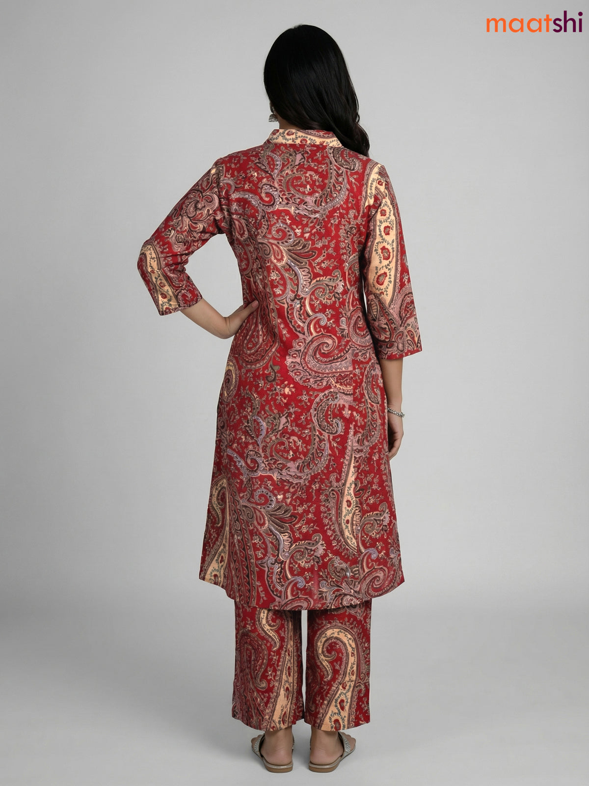 Kumkum Red and Multi Colour Cotton Printed Straight Suit