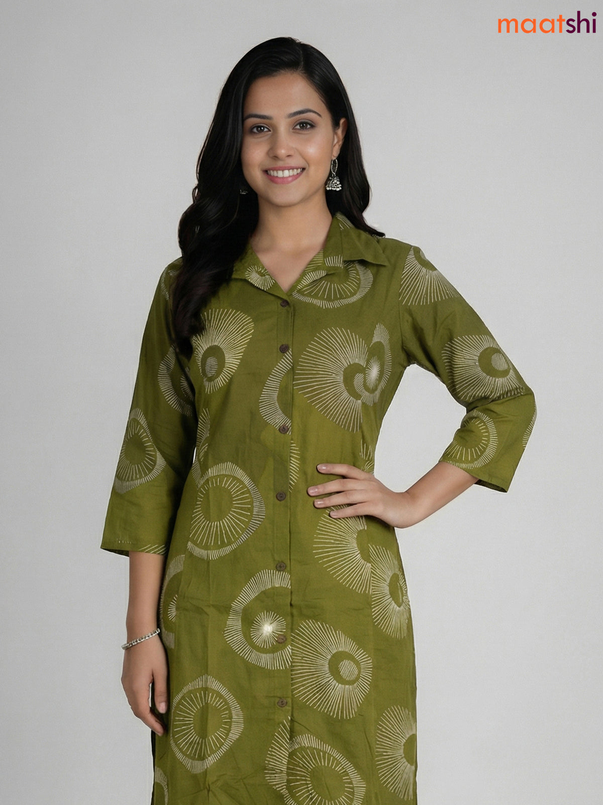 Sap Green Cotton Printed Co-Ord Set