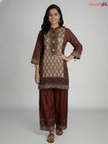 Brown and Beige Crepe Silk Printed Co-Ord Set