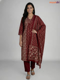 Maroon Cotton Ajrakh Printed A-line Suit