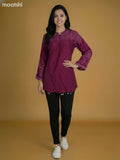 Magenta Pink Crepe Silk Bandhini Printed Short Kurti