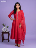 Rani Pink Art Tussar Embroidery Work Anarkali Suit