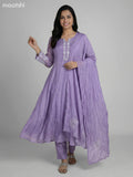 Pastel Lavender Chinon Silk With Embroidery Work Anarkali Suit