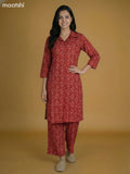 Rustic Maroon Cotton Floral Printed Co-Ord Set