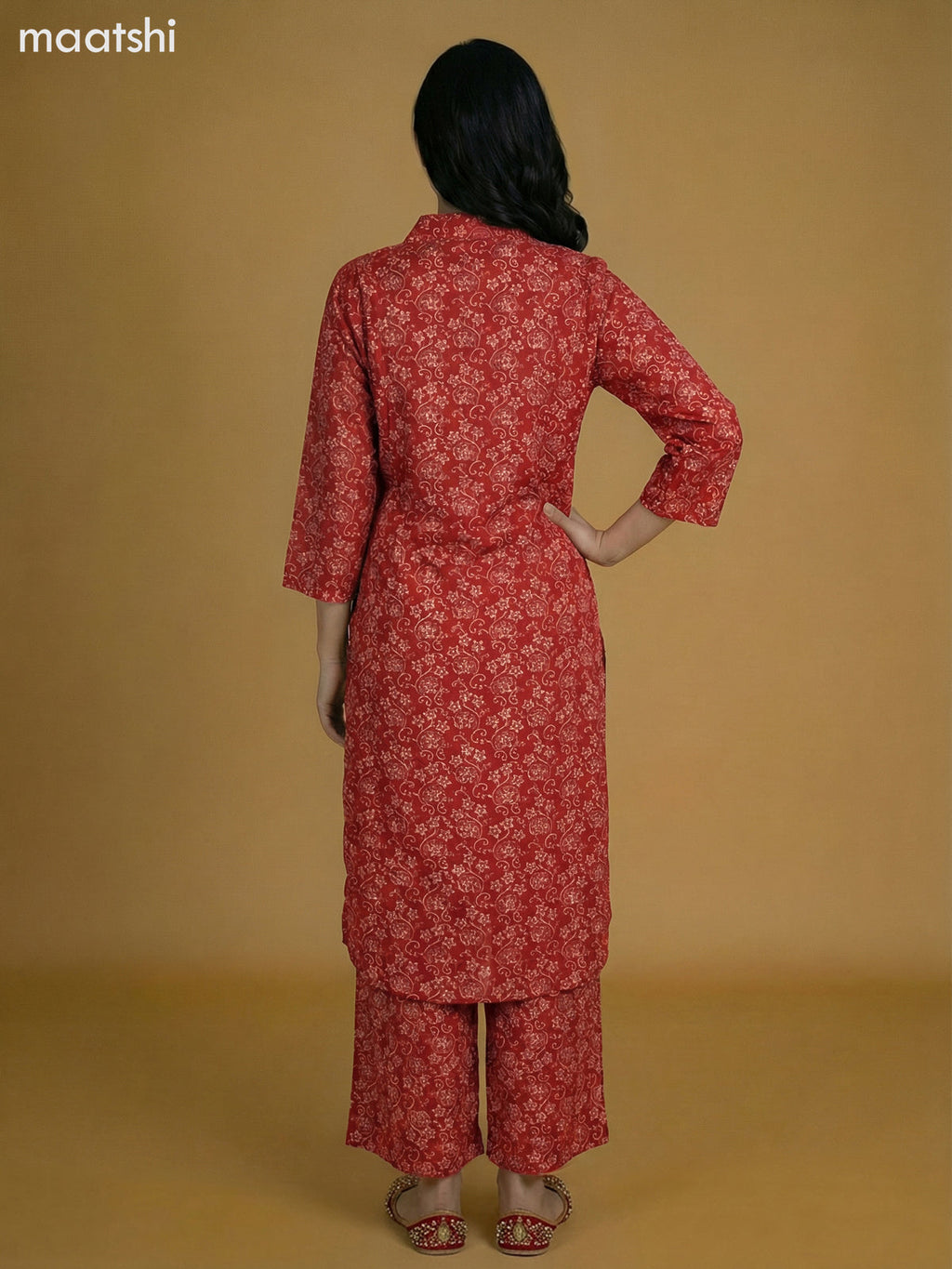 Rustic Maroon Cotton Floral Printed Co-Ord Set