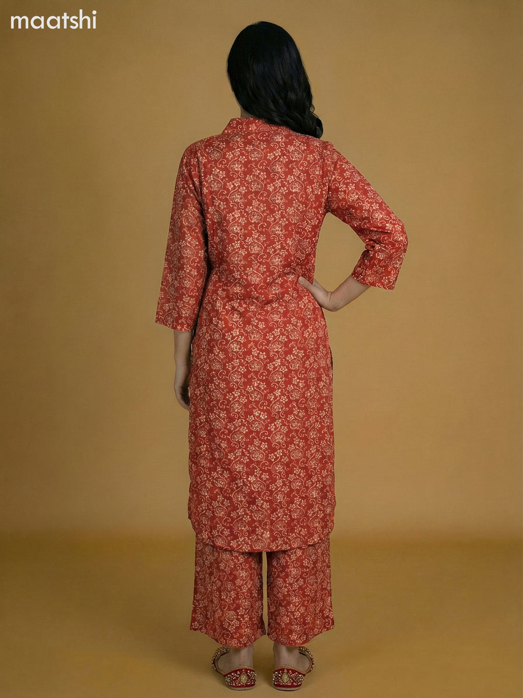 Rust Shade Cotton Floral Printed Co-Ord Set