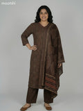 Brown Cotton Ajrakh Printed Straight Suit