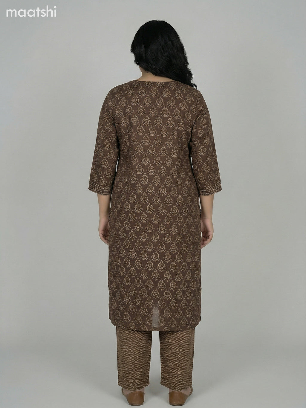 Brown Shade Cotton Ajrakh Printed Straight Suit