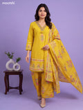 Mustard Cotton Printed & Embroidery Work Short Anarkali Suit