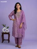 Purple Tissue Embroidery Work Straight Suit