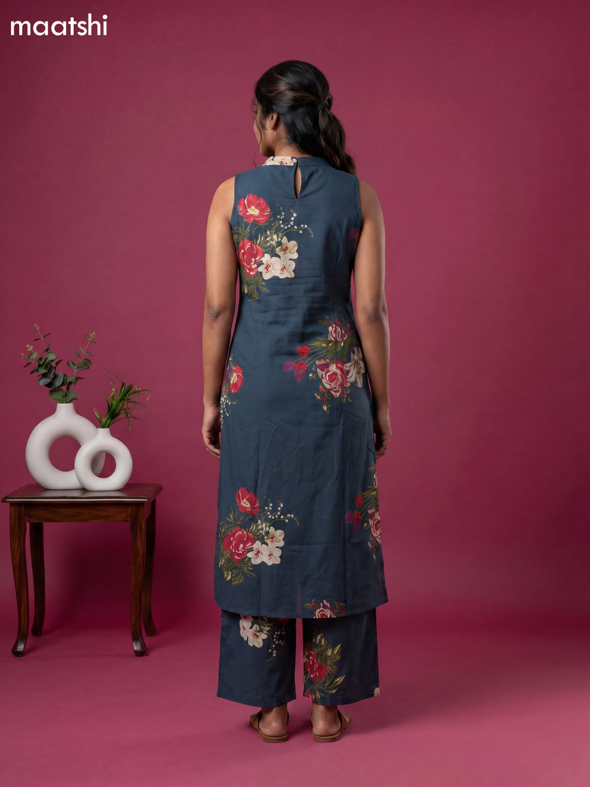 Peacock Green Cotton Floral Printed Long Co-Ord Set
